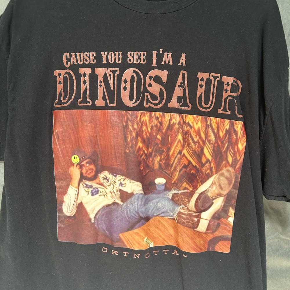 Black Graphic T-Shirt with Dinosaur Print